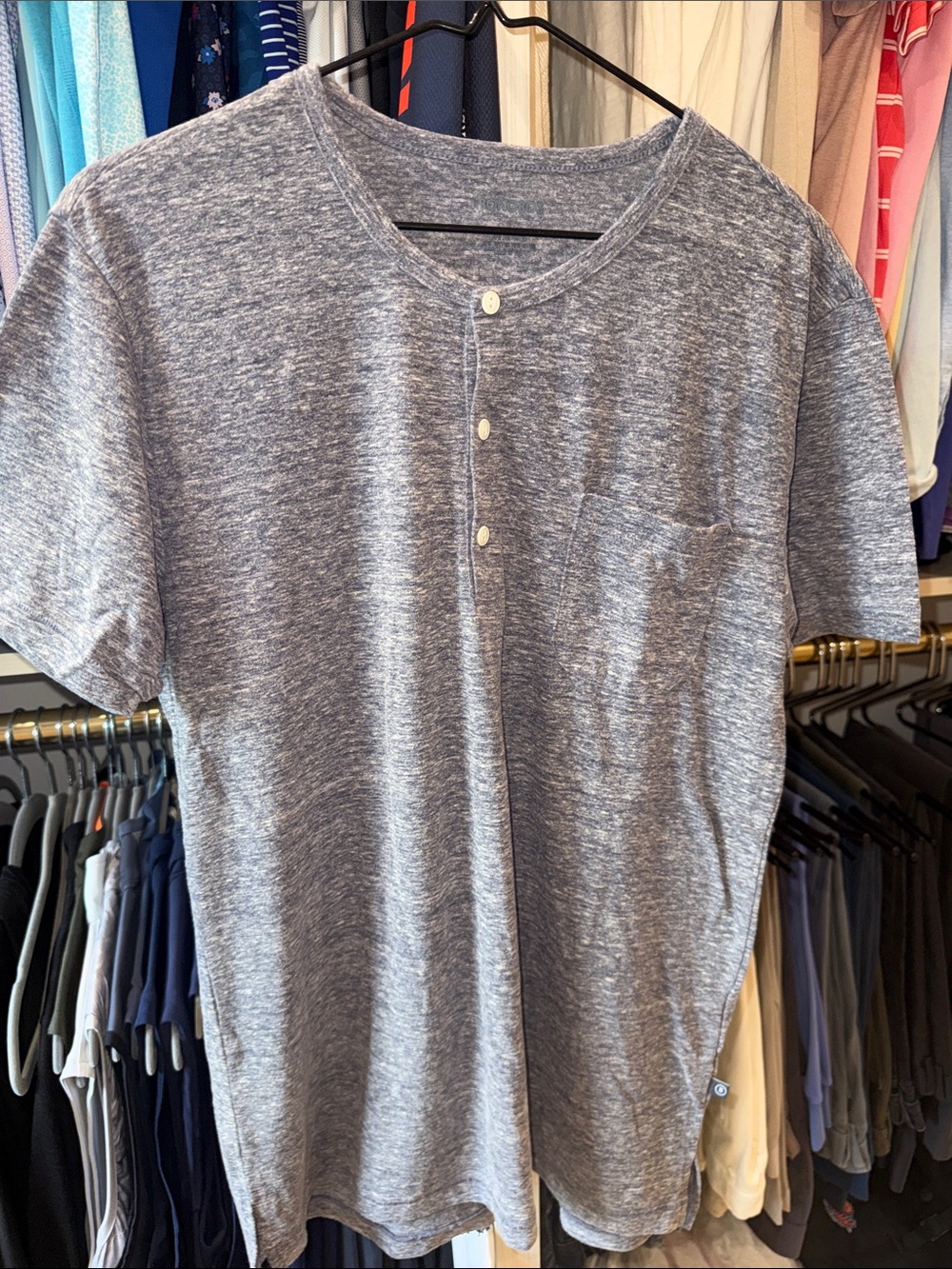 Bonobos Heathered Light Blue Short-Sleeve Henley with Pocket